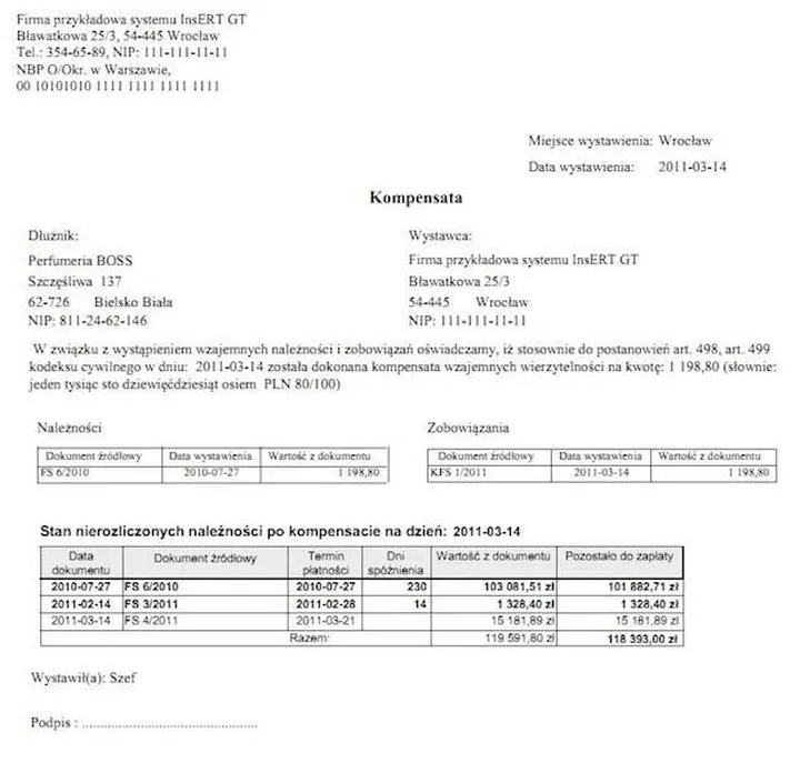 Dokumentacja do kompensaty