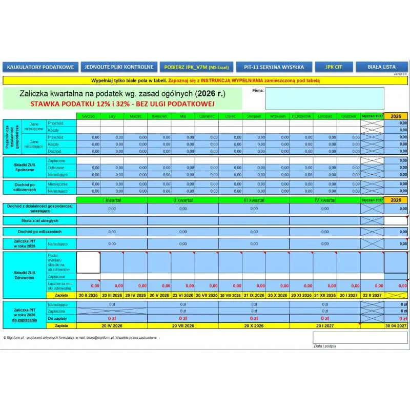 Kalkulator zaległości podatkowych