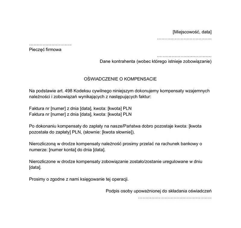 Księgowanie kompensaty w przedsiębiorstwie