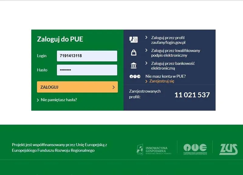 Zakładanie konta PUE ZUS